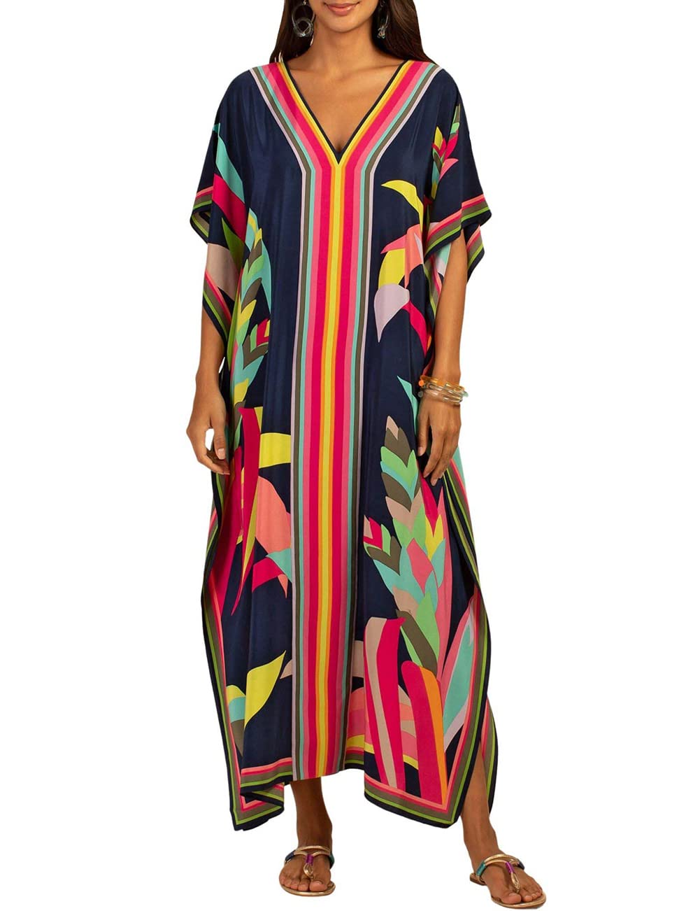Bsubseach Women's Plus Size Kaftan Dress 2025 - Flowy Beach Cover Up, Swimsuit Cover, Resort Wear & Boho Caftan for Summer Vacation, Pool Party & Tropical Getaway