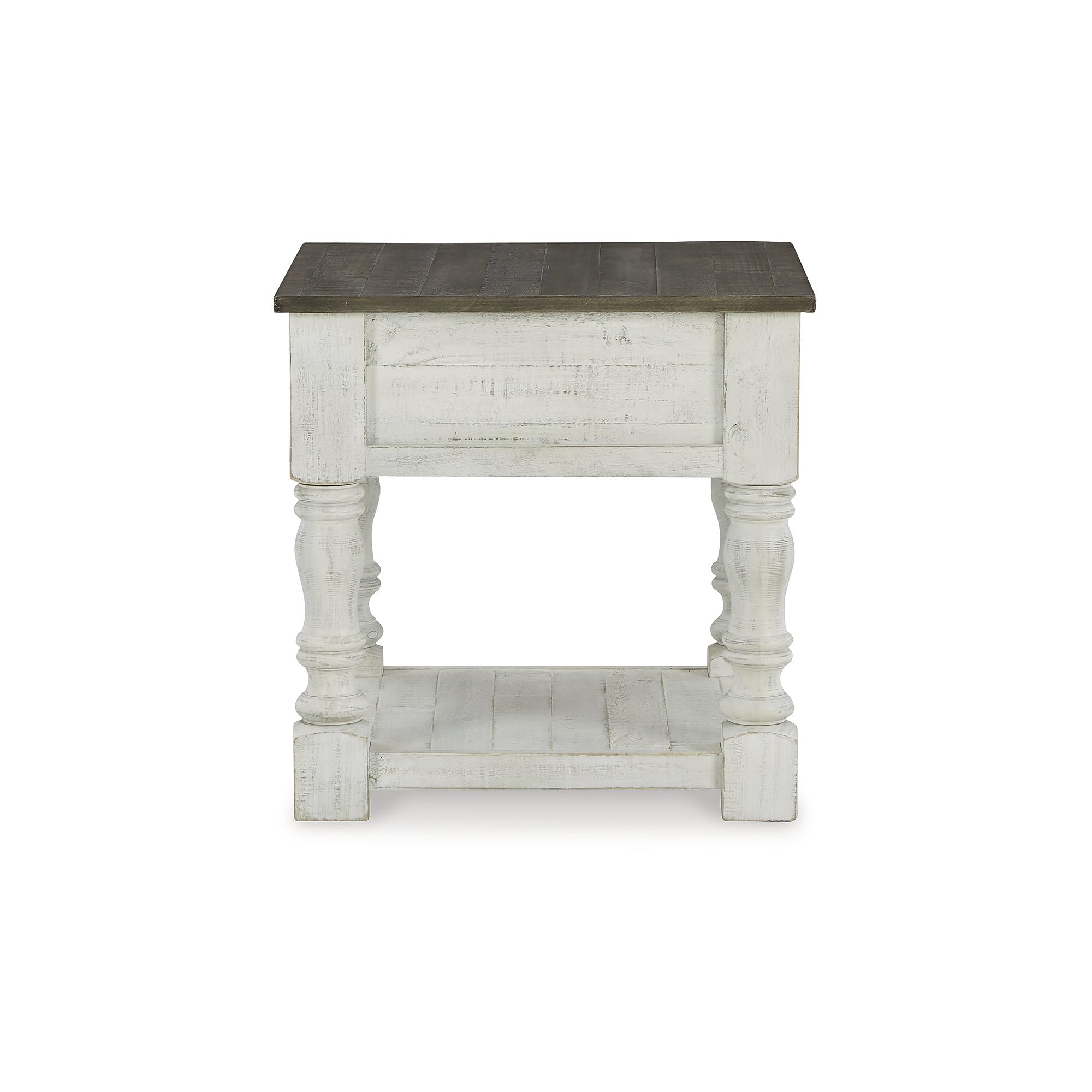 Signature Design by Ashley Havalance French Country Square End Table - White & Gray Distressed Finish - Perfect for Living Room, Bedroom or Office Decor