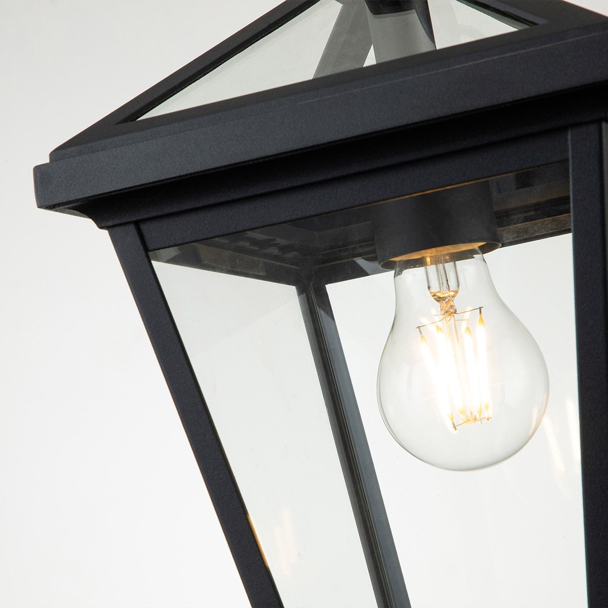 Alford Place 1/3Lt Small Chain Lantern - Museum Black IP44 E27 Outdoor Wall Light for Patio, Garden & Porch Lighting