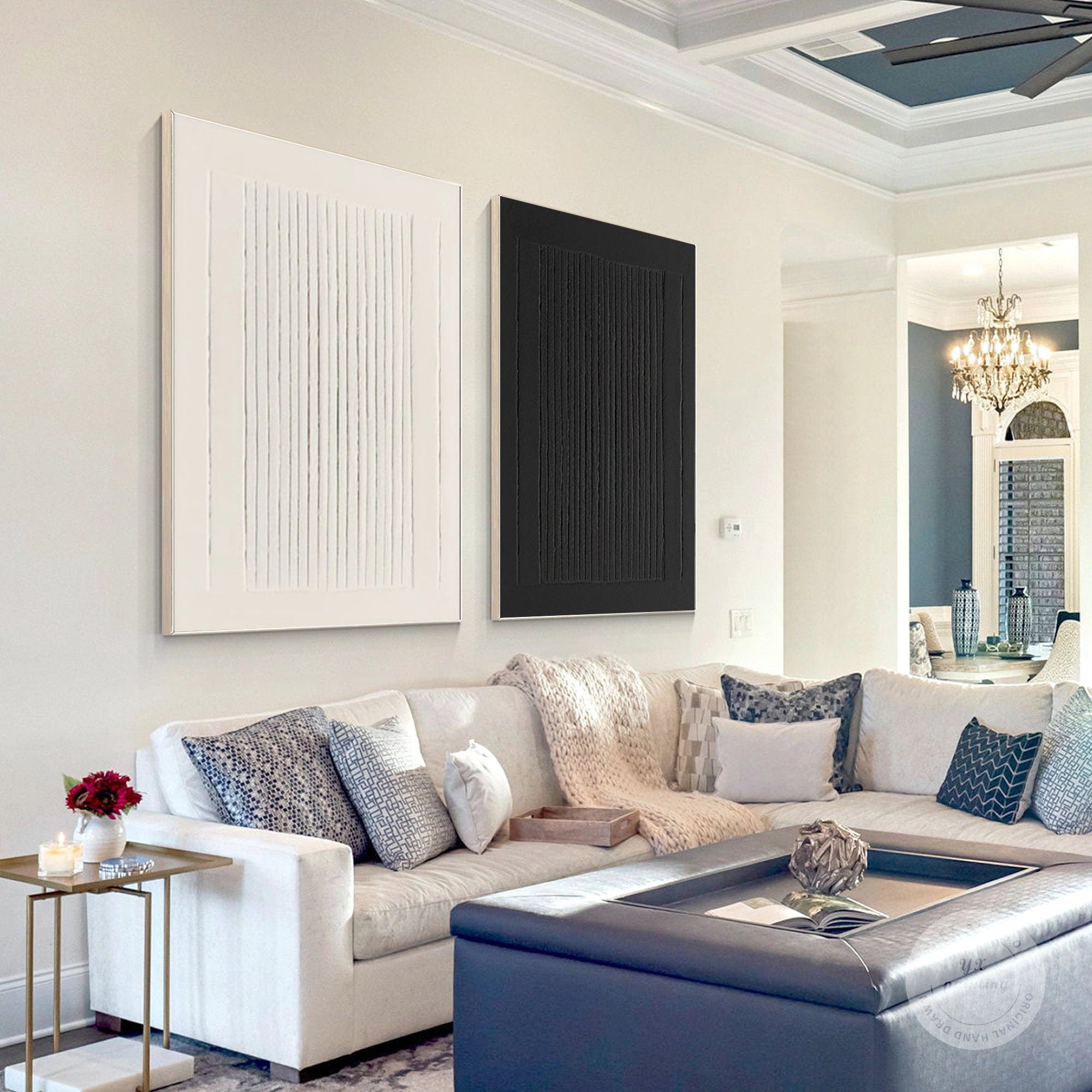 Minimalist Textured Painting Canvas Set of 2 - Modern Abstract Wall Art for Living Room & Bedroom Decor - Perfect for Home & Office Interior Design #MM100