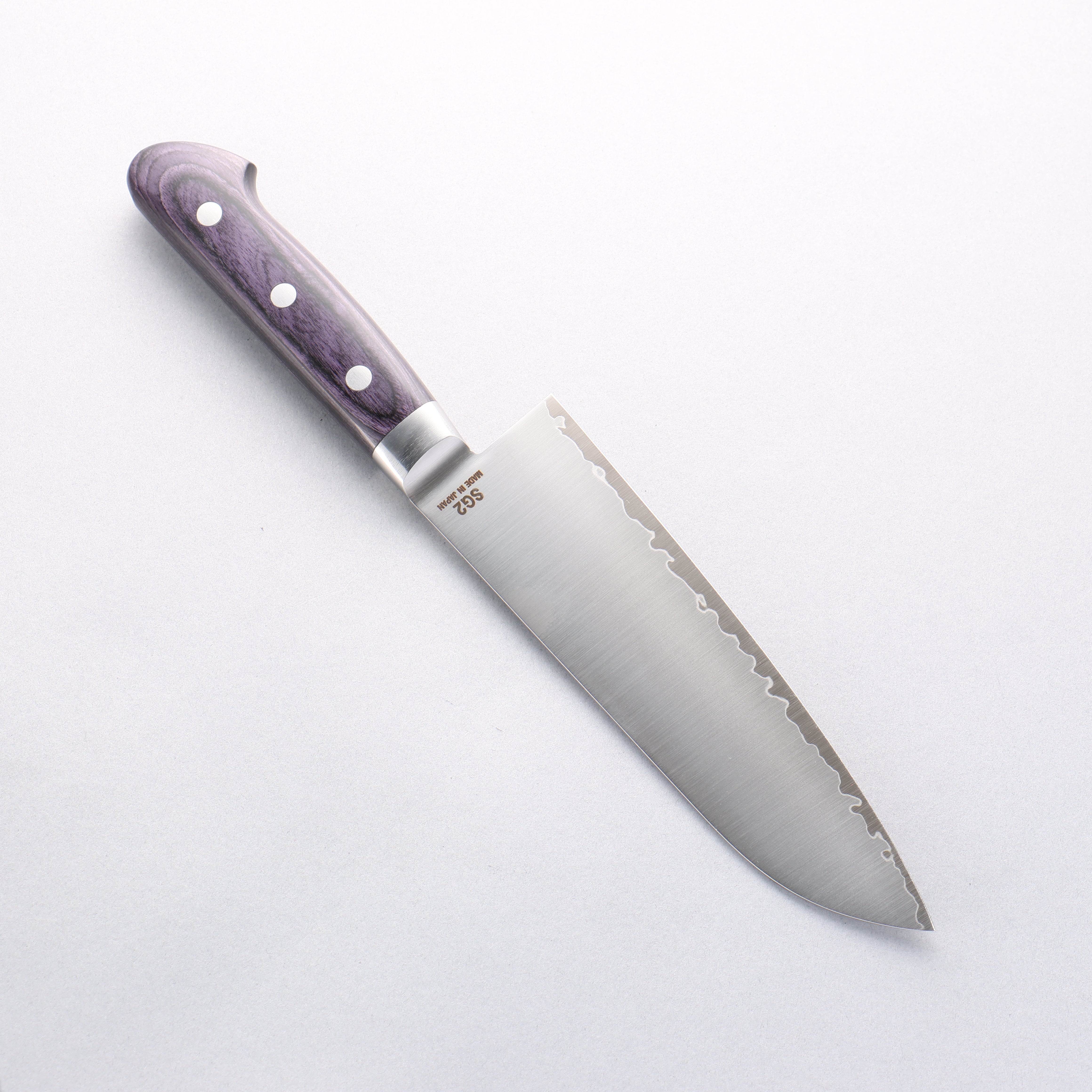 Higuchi SG2 Santoku Knife 180mm - Japanese Chef Knife with Navy Blue Pakka Wood Handle - Perfect for Slicing, Dicing & Chopping Vegetables, Meat & Fish