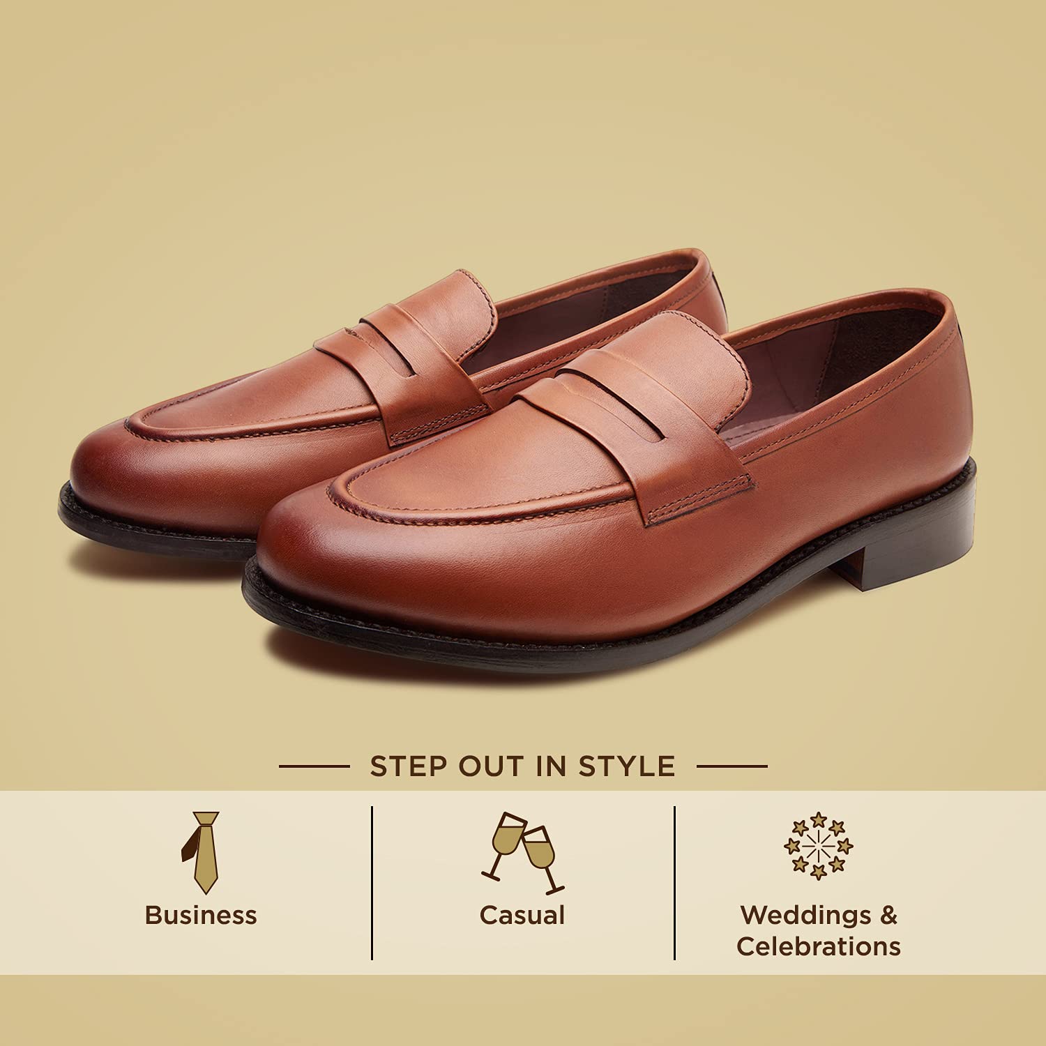 James Genuine Leather Men's Penny Loafers - Goodyear Welted Dress Shoes for Men | Handcrafted Luxury Slip-On Loafers with Leather Sole | Comfortable & Durable for Business, Office & Formal Occasions