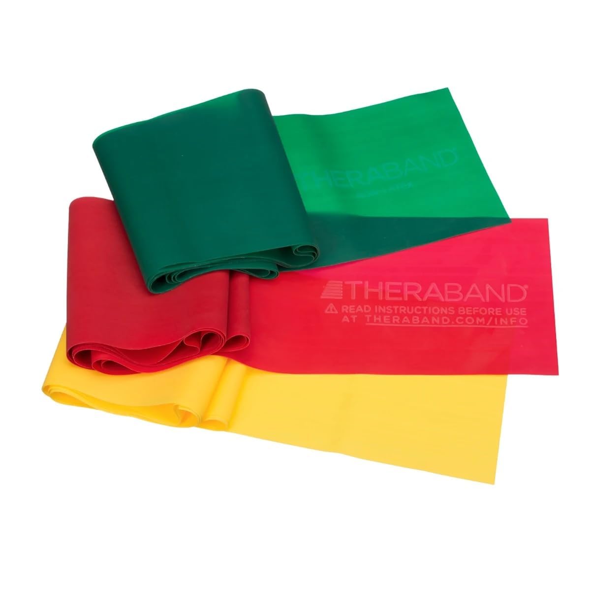 THERABAND Resistance Bands Set - Professional Non-Latex Exercise Bands for Strength Training, Physical Therapy & Pilates | Upper & Lower Body Workout Without Weights | Yellow, Red & Green Bands for Beginners | Perfect for Home Gym, Rehab & Fitness Training