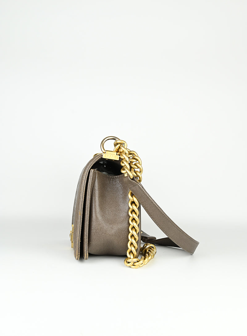 Chanel Boy Bag in Taupe - Luxury Leather Handbag for Women, Perfect for Parties, Work & Everyday Use