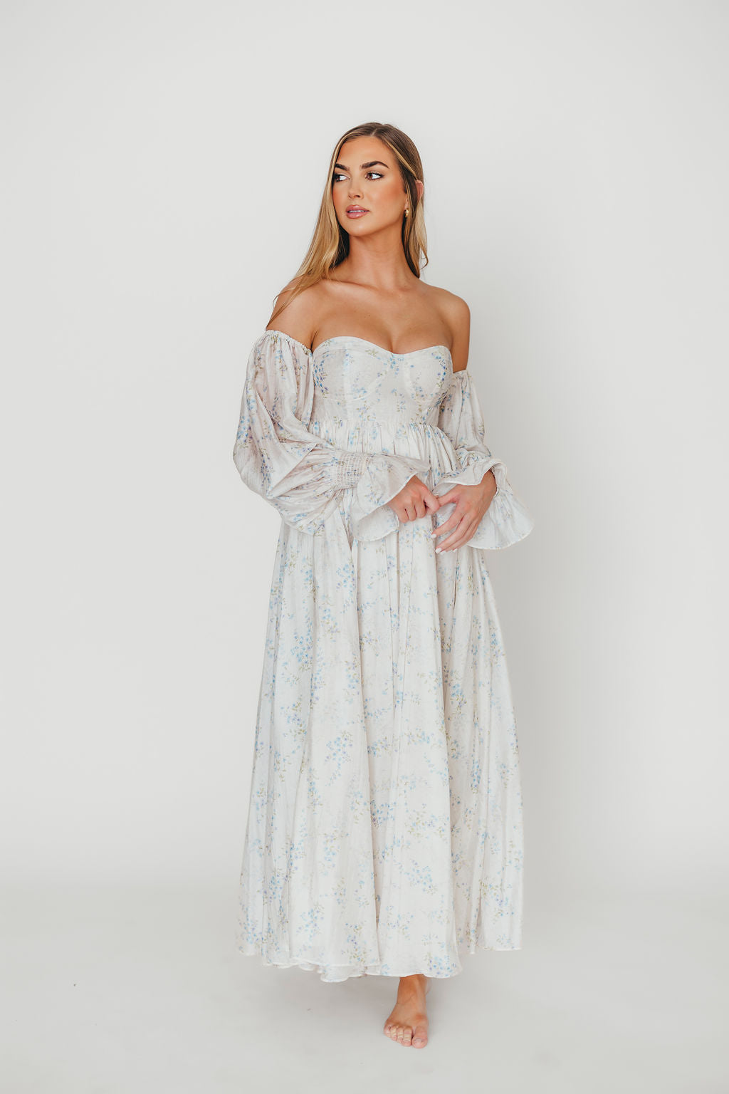 Dear Skye Floral Dress in Blue - Elegant Summer Maxi Dress with V-Neck & Flowy Skirt | Perfect for Beach Vacations, Weddings & Date Nights (Pre-Order Available)