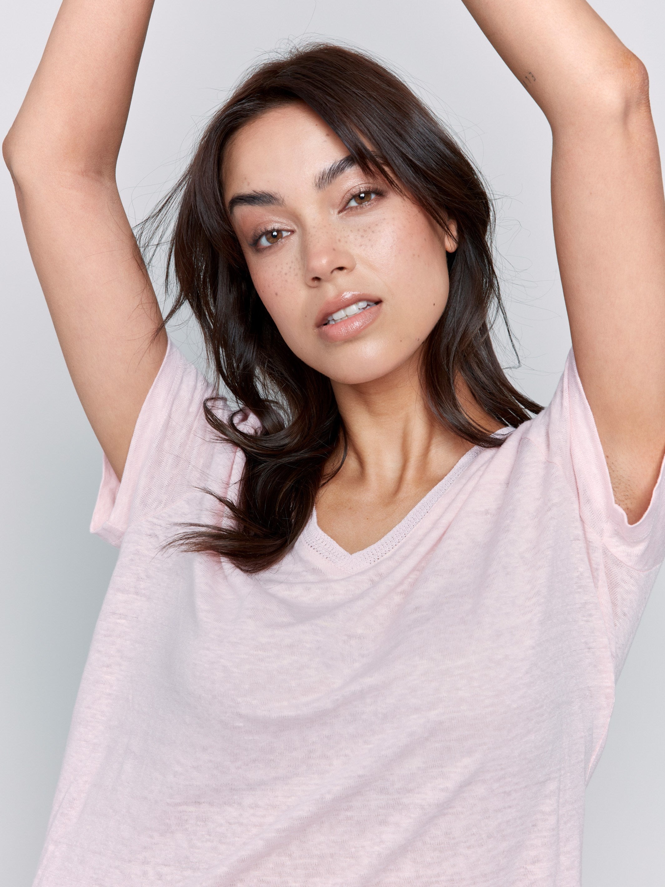 Soft & Breathable Linen Blend V-Neck T-Shirt for Women | Comfortable Summer Casual Tee | Perfect for Beach, Travel & Everyday Wear