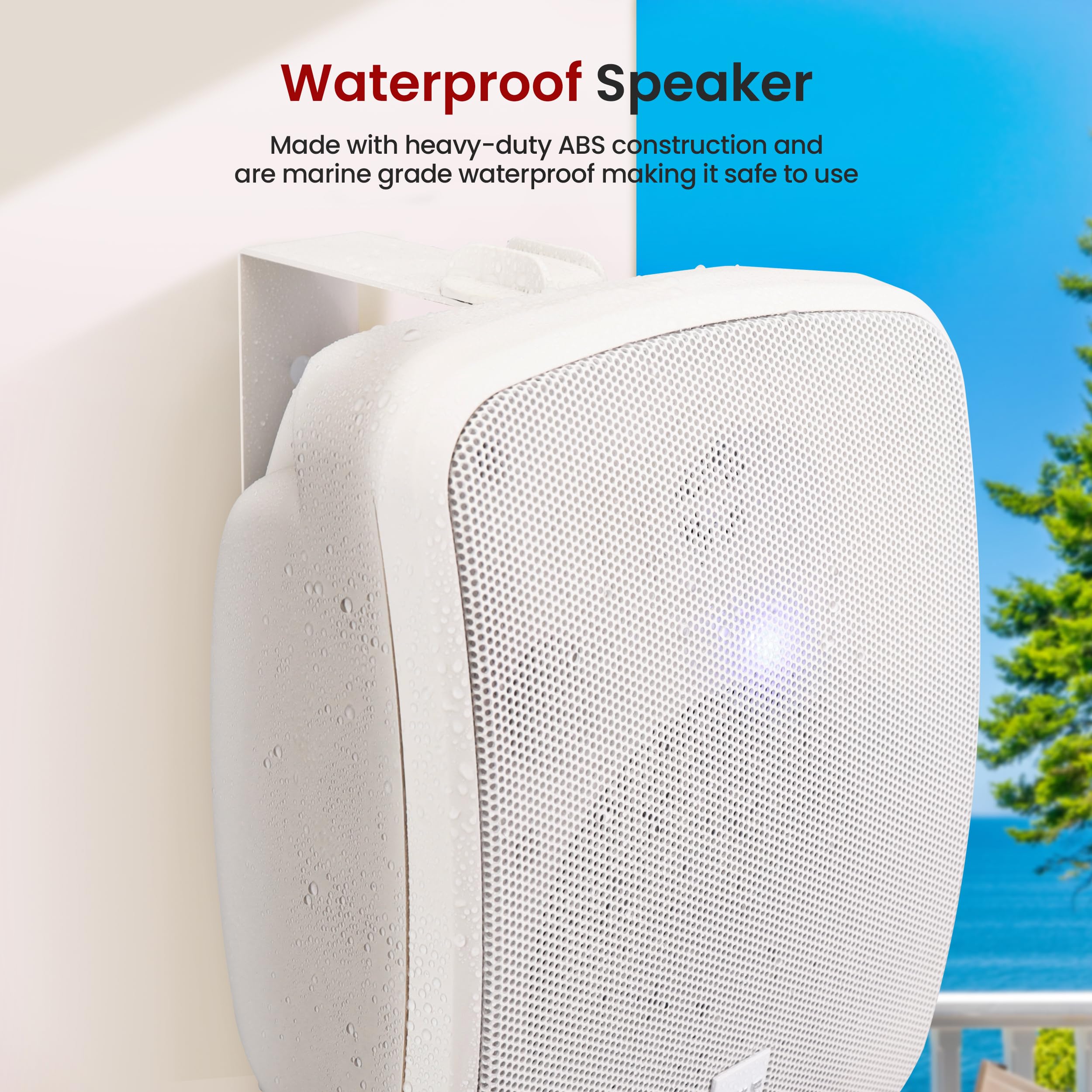 PYLE Outdoor Bluetooth Waterproof Wireless Speakers - 600W 2-Way Full Range Stereo Sound, Marine Grade Weatherproof - Wall/Ceiling Mount for Home, Boat, Patio, Pool & Backyard Parties