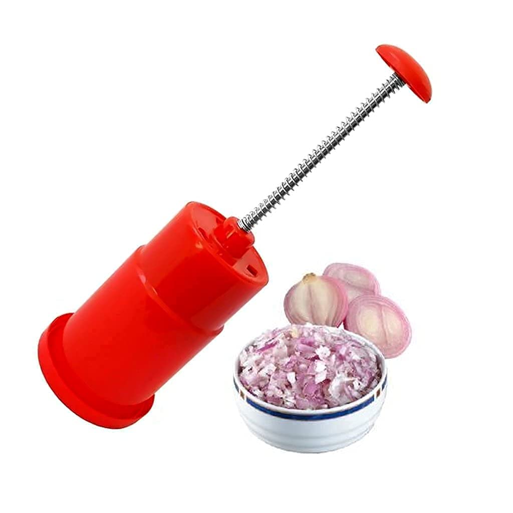 Black Olive Manual Hand Press Onion Cutter - Mini Handy Vegetable Chopper for Onion, Garlic, Tomato & Potato | Easy Kitchen Gadget for Salad Prep, Cooking & Meal Preparation