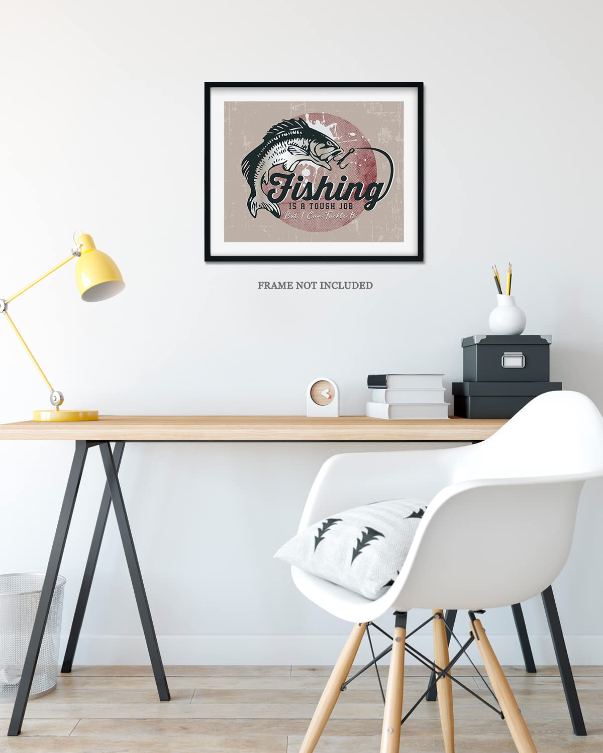 Fishing Wall Art Print - Fisherman Gift for Cabin & Farmhouse Decor 10x8