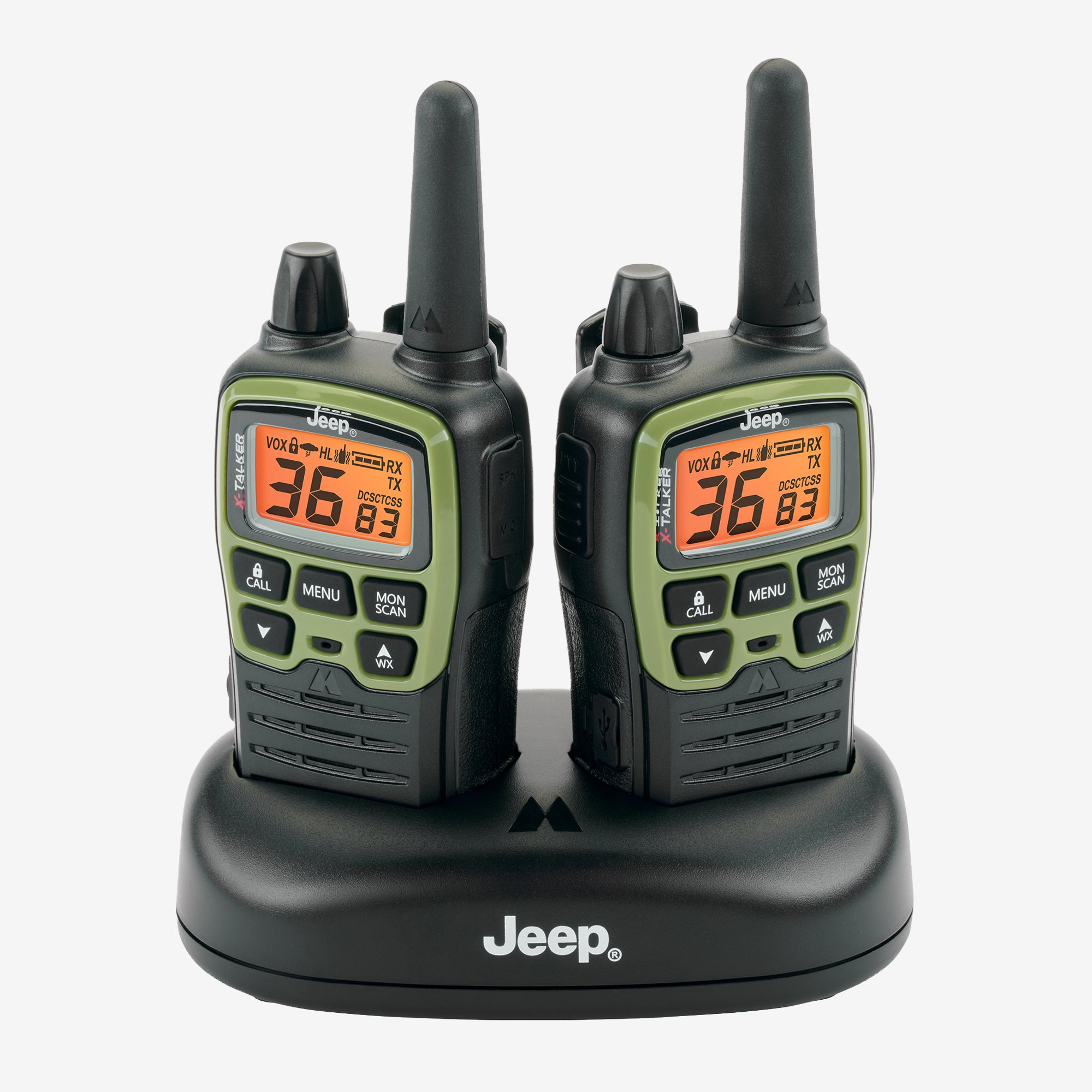 T77 X Talker® Jeep® Walkie Talkie Bundle with Carrying Case - 2 Pack Long Range Walkie Talkies for Off-Roading, Camping & Outdoor Adventures (Model T77VP5J)