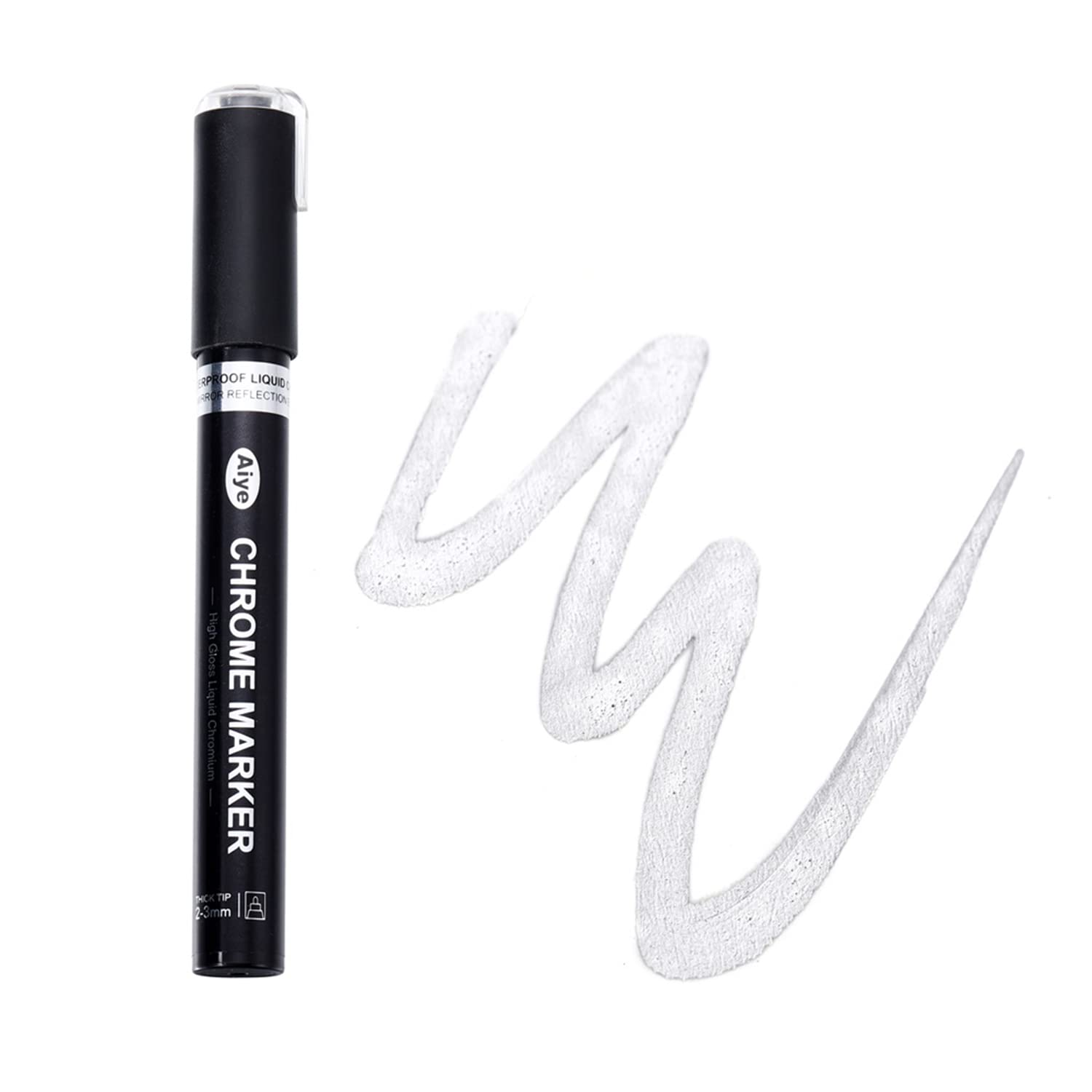1PCS Silver/Gold/Copper Mirror Chrome Paint Pen - Permanent Metallic Liquid Pen for DIY, Epoxy Resin, Craft Projects - Reflective Finish (1-2mm Tip, Silver) - Perfect for Nail Art, Model Painting & Home Decor