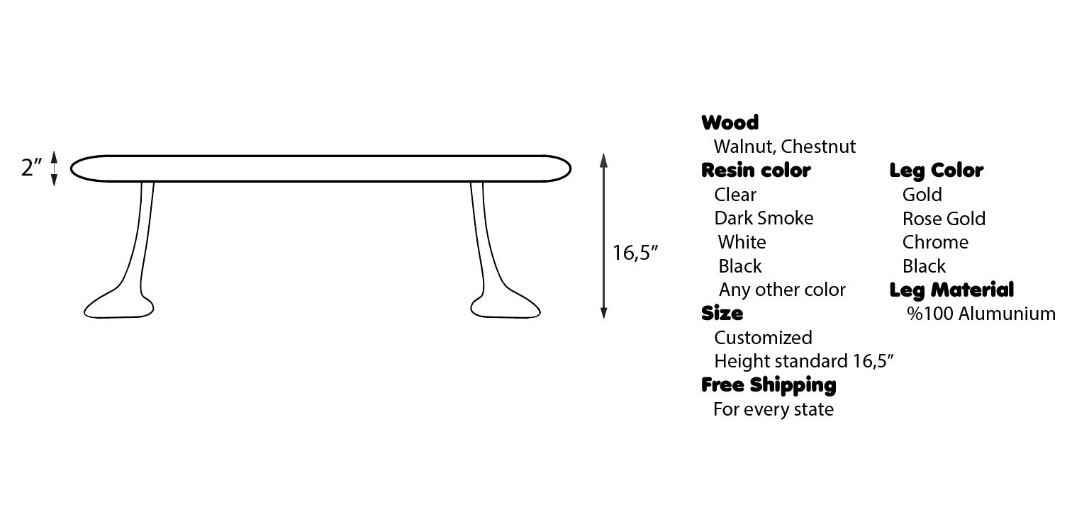 Luxury Epoxy Resin River Walnut Coffee Table - Handmade Modern Wooden Dining Table for Living Room | Osso Collection | Perfect for Home Decor, Office & Lounge Areas