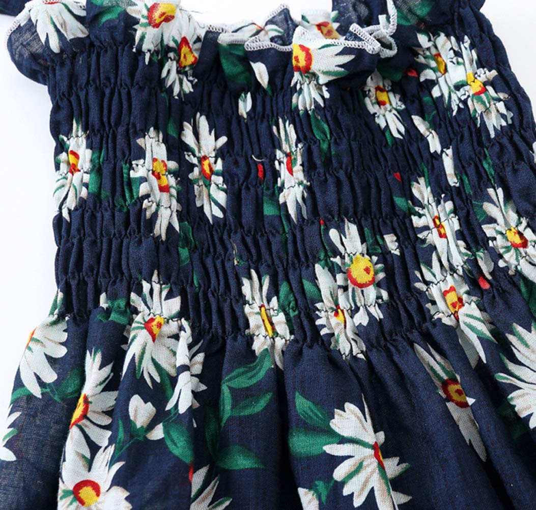 Boho Floral Strappy Dress for Toddler Baby Girls - Summer Casual Princess Tutu Sundress for Beach, Party & Outdoor Play