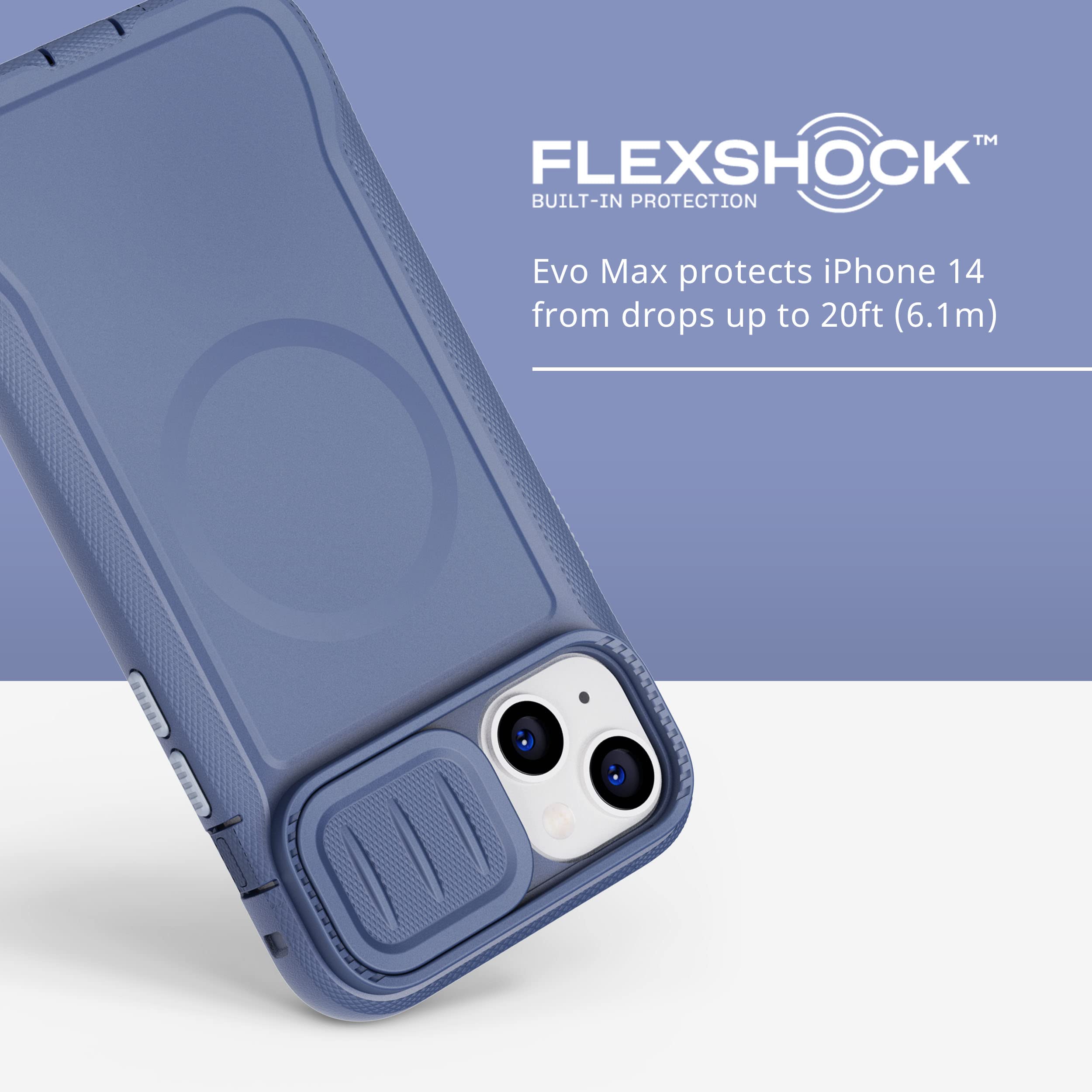 Tech21 iPhone 14 Plus Evo Max MagSafe Compatible Case - Durable Shockproof Rugged Phone Cover with Holster & 20ft Drop Protection | Perfect for Outdoor Adventures, Construction Work & Active Lifestyles
