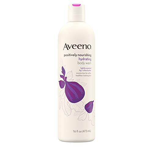 Aveeno Positively Nourishing Hydrating Body Wash for Dry Skin with Natural Fig & Shea Butter - Lightly Scented Daily Moisturizing Body Wash, 16 fl oz - Perfect for Shower & Bath Routine, Sensitive Skin Care & Winter Hydration