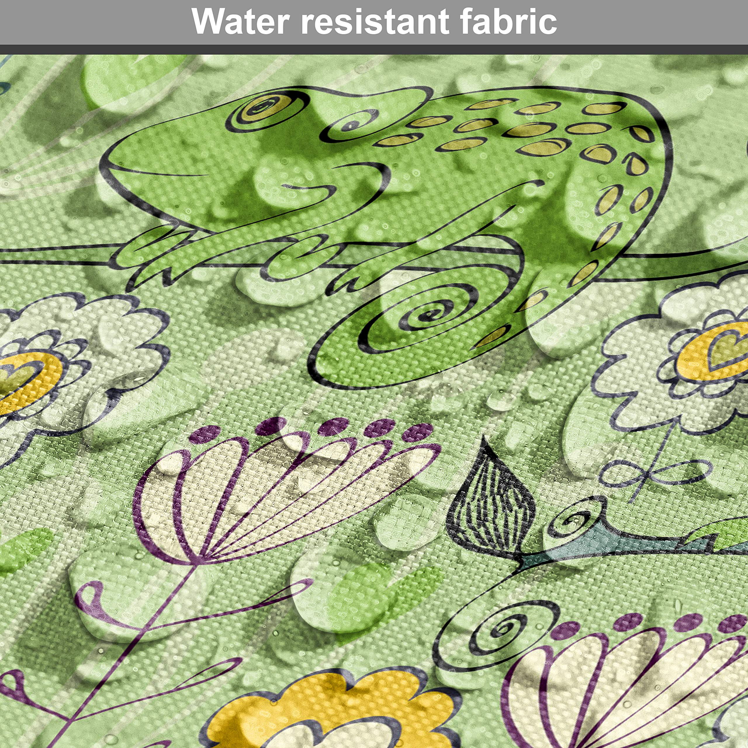 Ambesonne Floral Fabric by The Yard - Chameleon on Branches with Hearts & Flowers on Pale Background | Decorative Upholstery & Home Decor Fabric | 10 Yards Mustard Cream Green | Perfect for DIY Curtains, Pillow Covers & Craft Projects