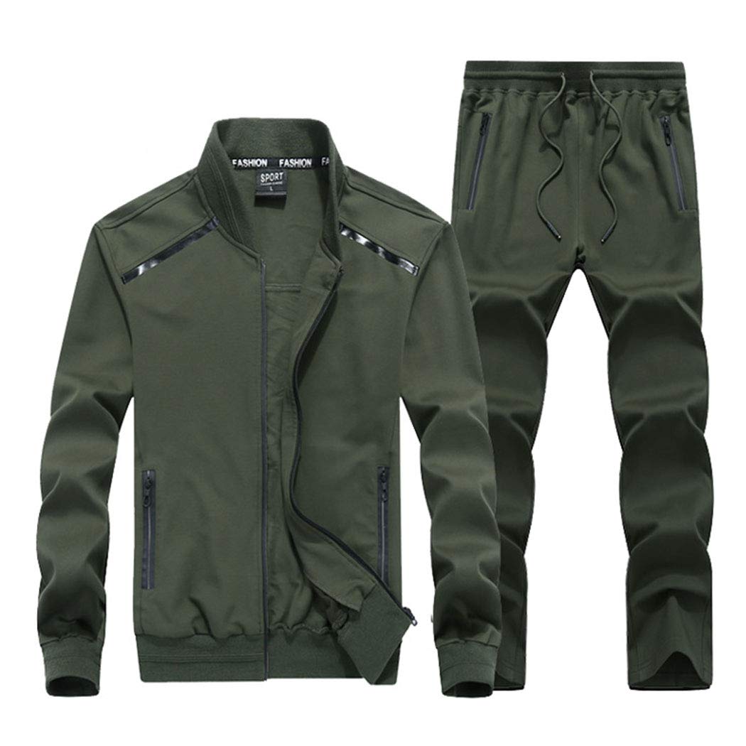 Men's 2-Piece Casual Track Suit Set - Stand Collar Zipper Fleece-Lined Jogging Outfit for Running, Gym & Lounge Wear | Comfortable Athletic Sweatsuit for Men