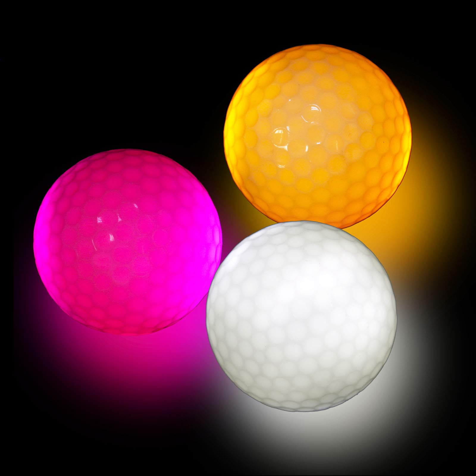 ESTARCONTIGO Glow in The Dark Golf Balls - Long Lasting LED Flashing Golf Balls for Night Sports & Practice - Multi Color Options (6 Pack) - Perfect for Night Golf, Driving Range, Backyard Practice & Camping Games