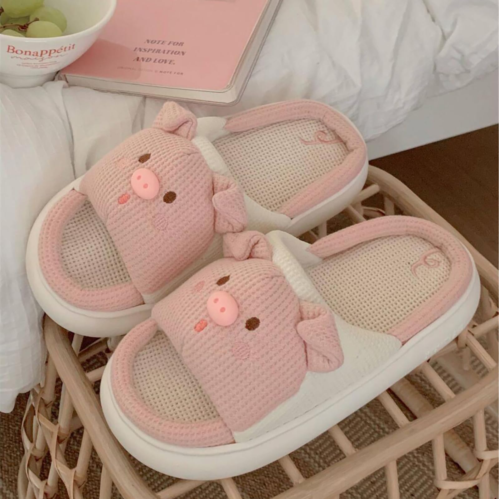 Gaolinci Pig Slippers for Women - Soft & Cozy Home Slippers with Non-Slip Sole - Perfect for Indoor Comfort, Lounge Wear & Gift Giving