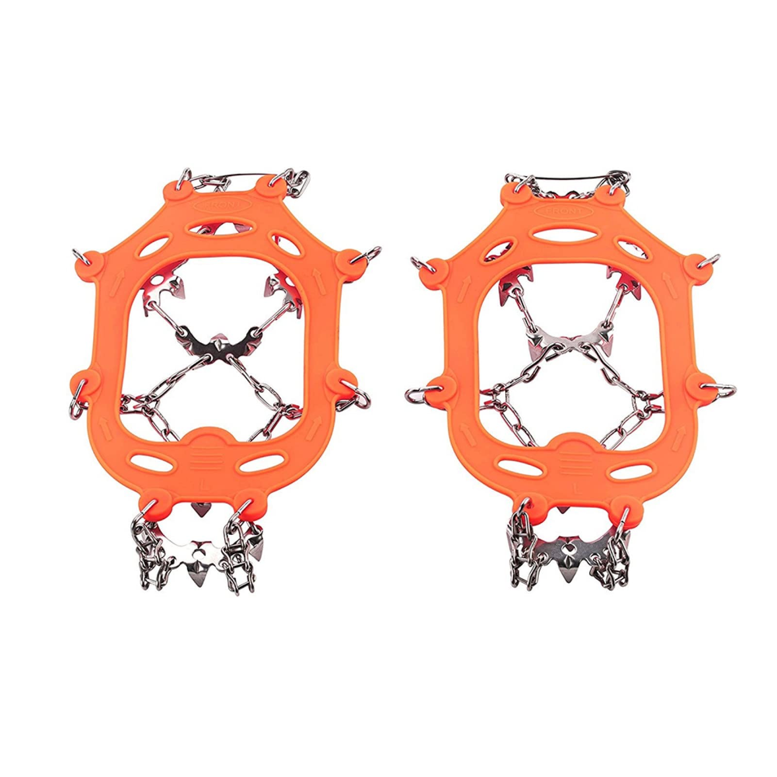 NUZYZ 13 Teeth Ice Snow Grips - Anti-Slip Crampons for Winter Hiking, Climbing & Snow Shoes - Non-Slip Cleats with Chains for Icy Conditions - Perfect for Outdoor Adventures, Walking Dogs & Winter Sports