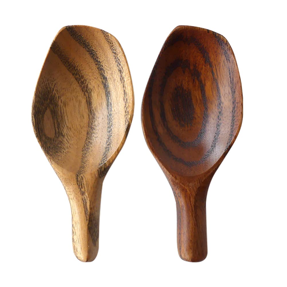 UPKOCH 2-Pack Natural Wooden Scoops for Loose Tea, Coffee Beans, Spices, Pet Food - Multi-Purpose Kitchen Utensil (9x4cm) - Perfect for Tea Brewing, Coffee Measuring & Pet Feeding