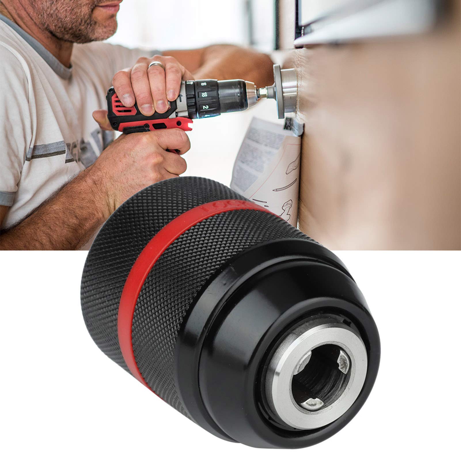 Self-Tightening Drill Chuck Adapter 12-20UNF | Hand Drill Accessory for Woodworking, Metalworking & DIY Projects | Easy Installation for Beginners