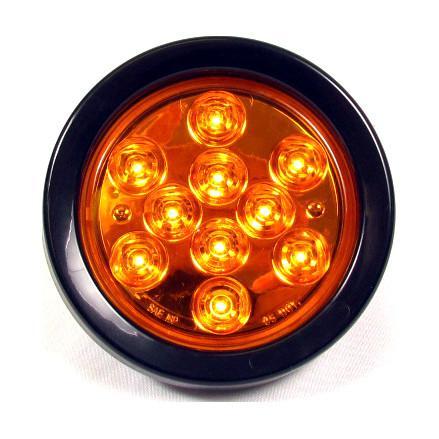 4 Round Amber LED Lights - 10 High-Intensity LEDs, 24V DC for Truck/Trailer Tail & Turn Signals - Perfect for Semi Trailers, RVs, and Commercial Vehicles