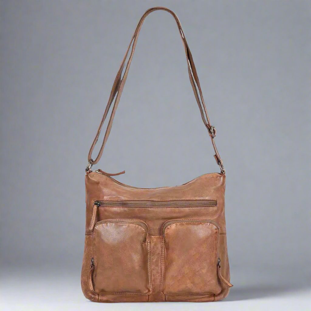 Premium MET Double Front Pocket Genuine Leather Bag for Men & Women - Stylish & Durable for Work, Travel & Everyday Use