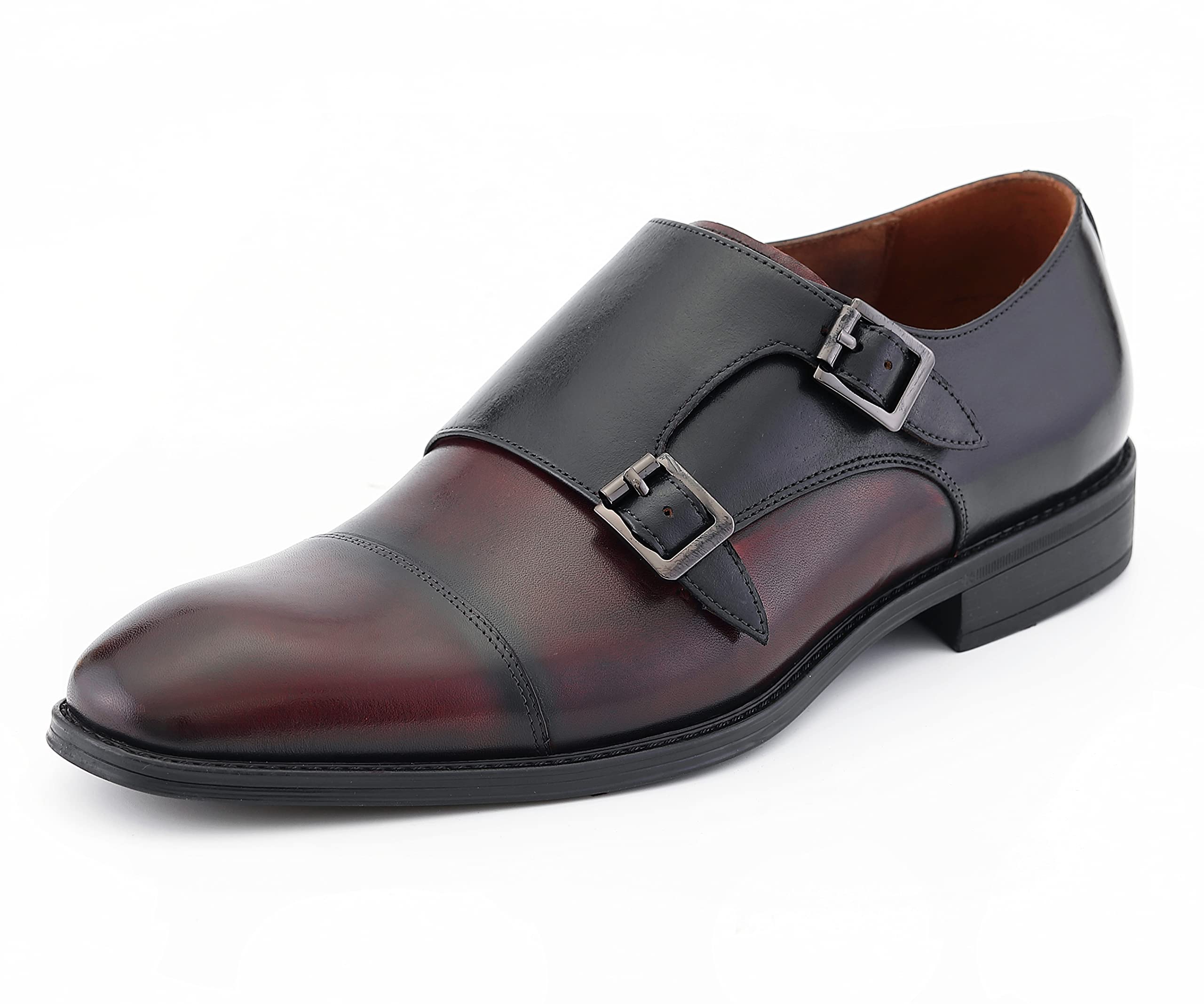 Asher Green AG1101 Men's Formal Dress Shoes - Genuine Calf Leather Cap Toe Double Monk Strap Oxfords for Business & Wedding - Perfect for Office, Interviews & Special Occasions