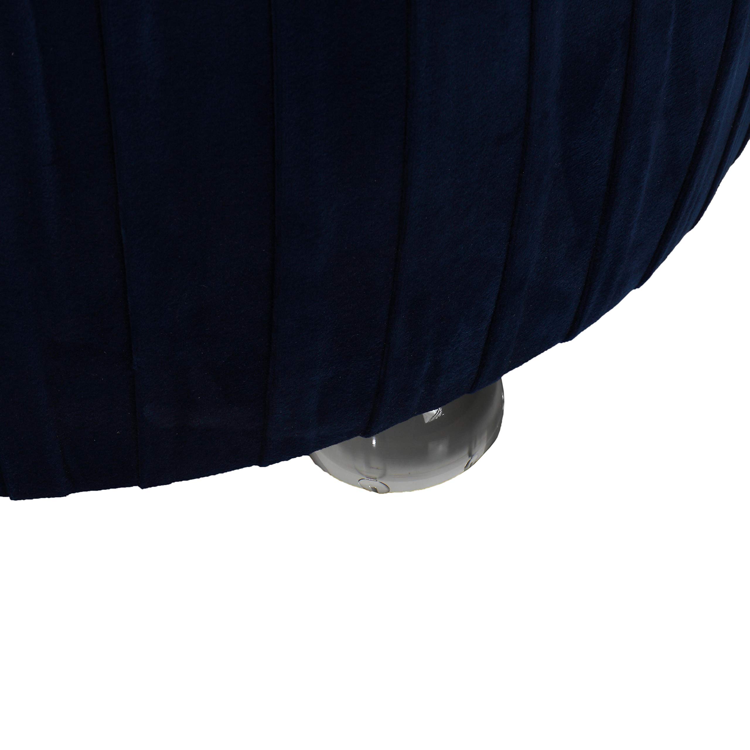 Cortesi Home Doles 16-inch Round Ottoman with Clear Acrylic Legs - Navy Blue Velvet Upholstered Footstool, Pouf or Accent Seat for Living Room, Bedroom & Office Decor
