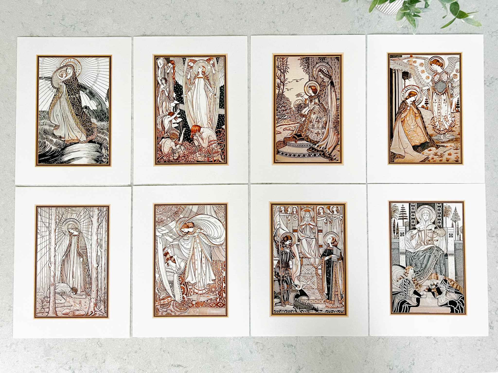 Loreto Embroidered Print Collection - Set of 8 Floral Embroidered Art Prints for Home Decor, Wall Art, Living Room, Bedroom & Office Decoration