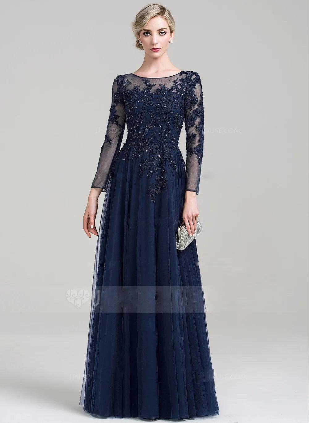 Elegant Tulle Scoop Neck Mother of Bride Dress with Sparkling Sequins - Perfect for Weddings, Formal Events & Special Occasions
