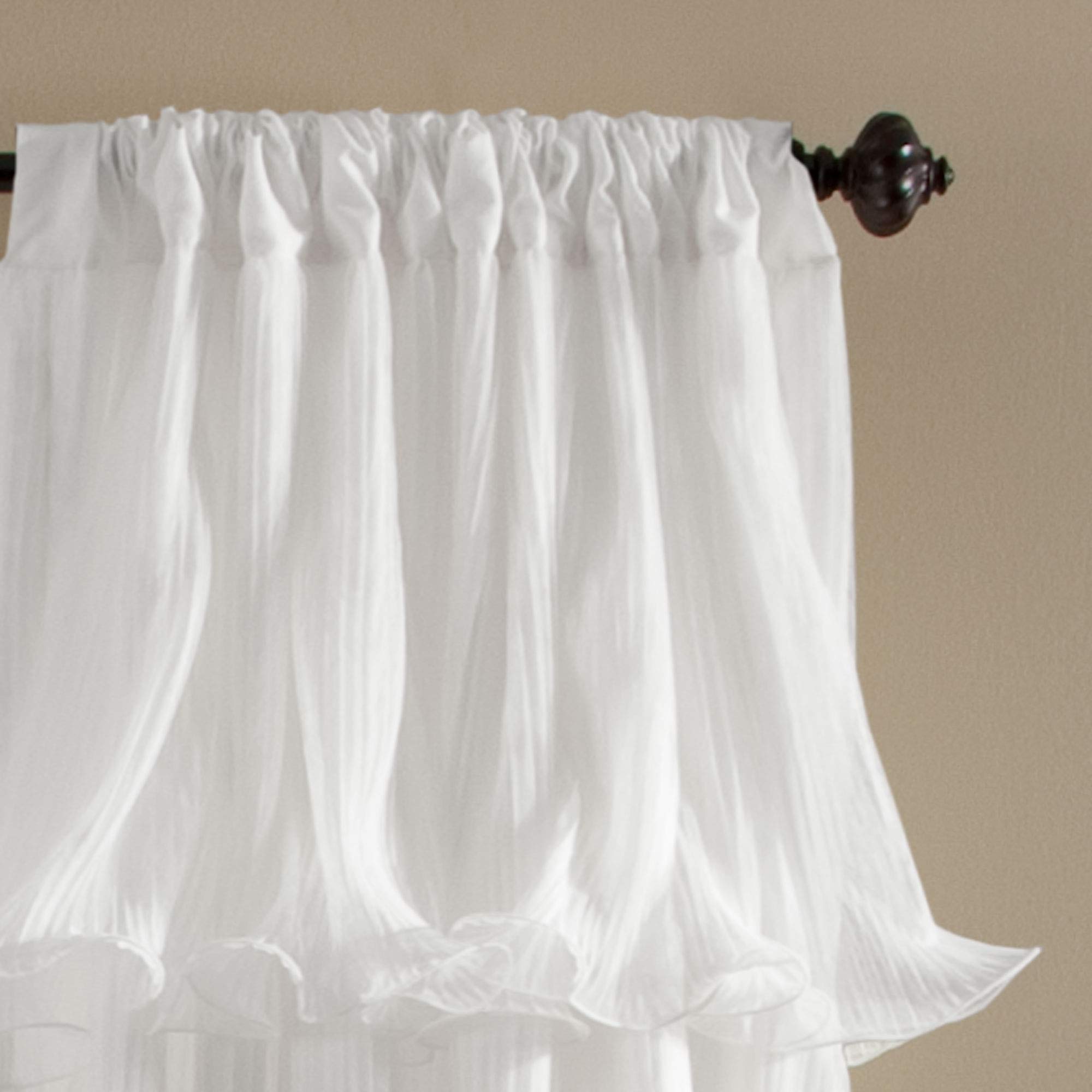 Lush Decor Nerina Sheer Ruffled Textured Curtain Panel - 84x54 Inches, White - Perfect for Living Room, Dining Room, and Bedroom Windows