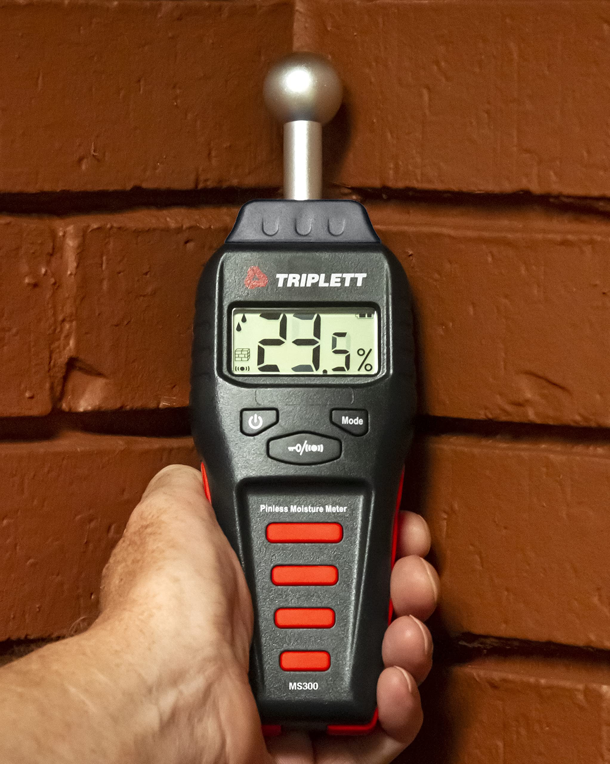 Triplett MS300 Pinless Moisture Meter for Wood, Drywall, Concrete - Digital Water Detector with Audible Alarm - Perfect for Flooring Installation, Lumber Inspection & Home Renovation Projects