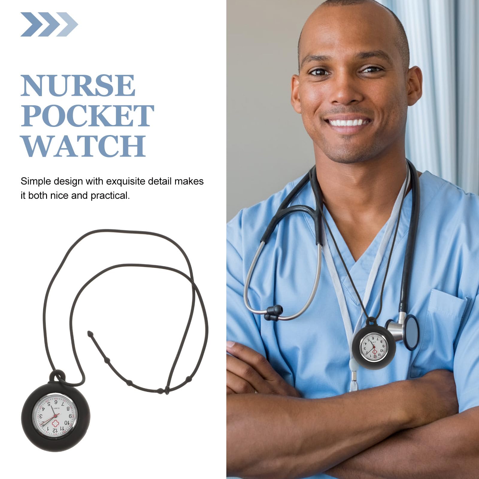 Nurse Pocket Watch - Quartz Fob Watch with Silicone Case & Adjustable Lanyard for Medical Professionals