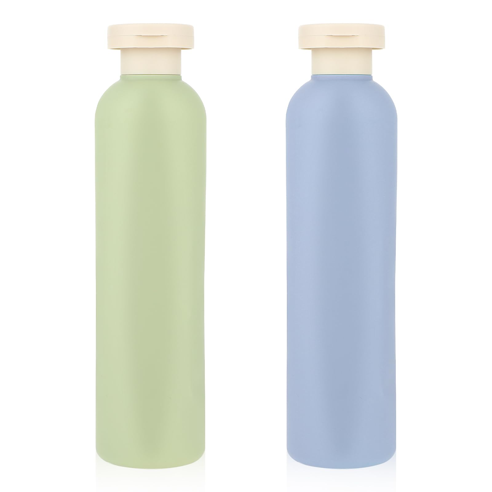 WLLHYF 2 Pack Refillable Squeeze Bottles (260ml) - Leak-Proof Travel Containers for Shampoo, Lotion & Creams | BPA-Free Plastic with Flip Top Cap | Perfect for Toiletries, Gym & Air Travel (Green & Blue)