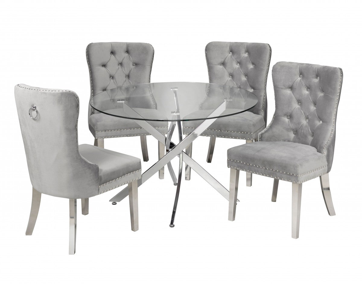 5-Piece Modern Grey Dining Set - Elegant Kitchen Table & Chairs for Small Spaces, Perfect for Apartments & Breakfast Nooks