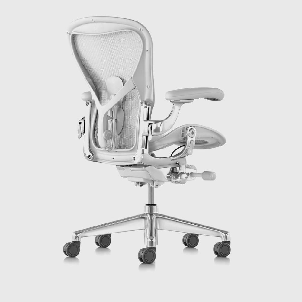 Herman Miller Aeron Chair Remastered - Ergonomic Office Chair with Mineral Finish & Polished Aluminum Frame - Perfect for Home Office, Gaming, and Workspace Comfort