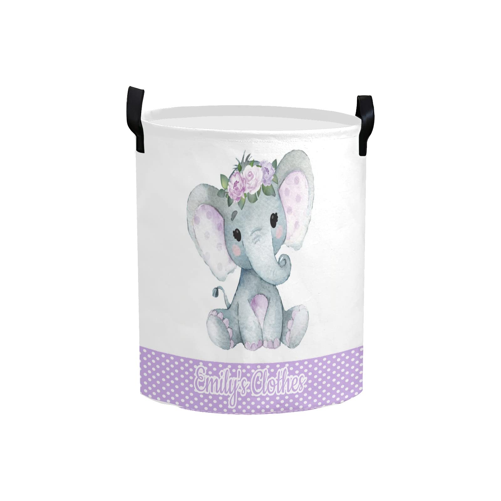 Custom Personalized Purple Elephant Laundry Hamper - Collapsible Foldable Clothes Basket with Waterproof Design for Kids Room, Nursery, Dorm & Travel | Perfect for Toys, Blankets & Dirty Clothes Storage