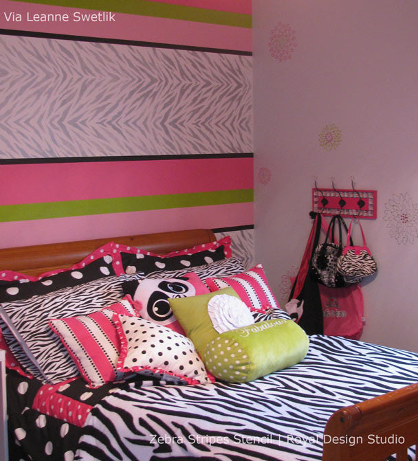 Zebra Stripes Allover Stencil - DIY Wall Art, Furniture Painting & Home Decor Stencil for Creative Projects - Perfect for Kids Rooms, Nursery Decor, and Animal Theme Parties