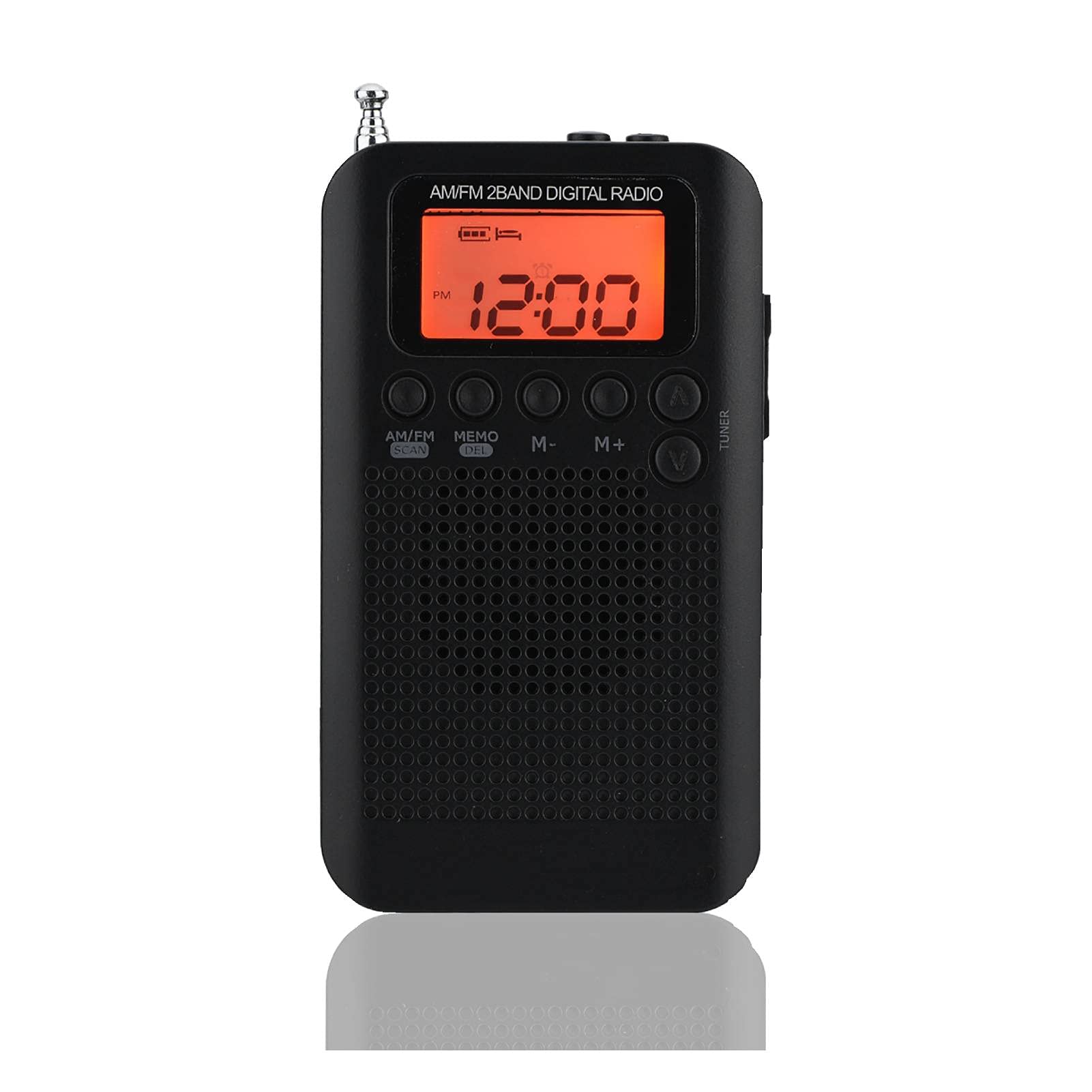 Portable AM/FM Digital Radio with Stereo Tuning, Earphone & LCD Screen - External Speaker & 3.5mm Headphone Jack (Black) | Perfect for Travel, Camping, Emergency & Outdoor Activities