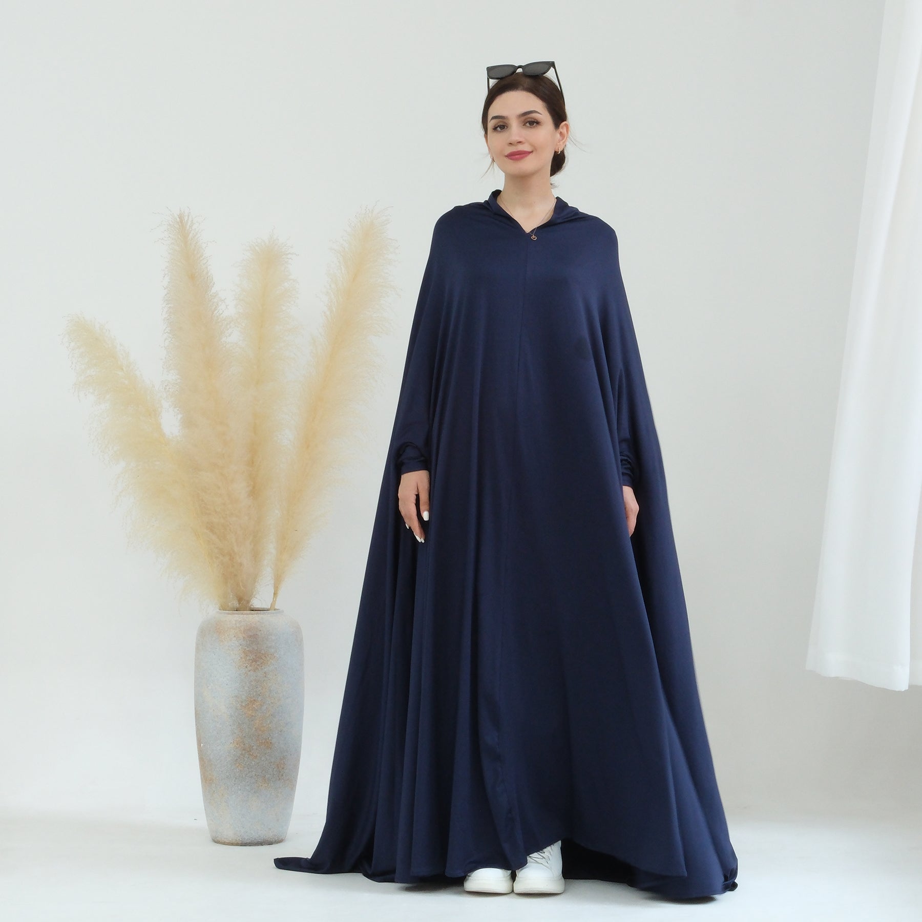 Awra Cape Hijab Combo - Navy Blue Modest Muslim Scarf & Shawl Set for Women - Perfect for Prayer, Work, and Everyday Wear