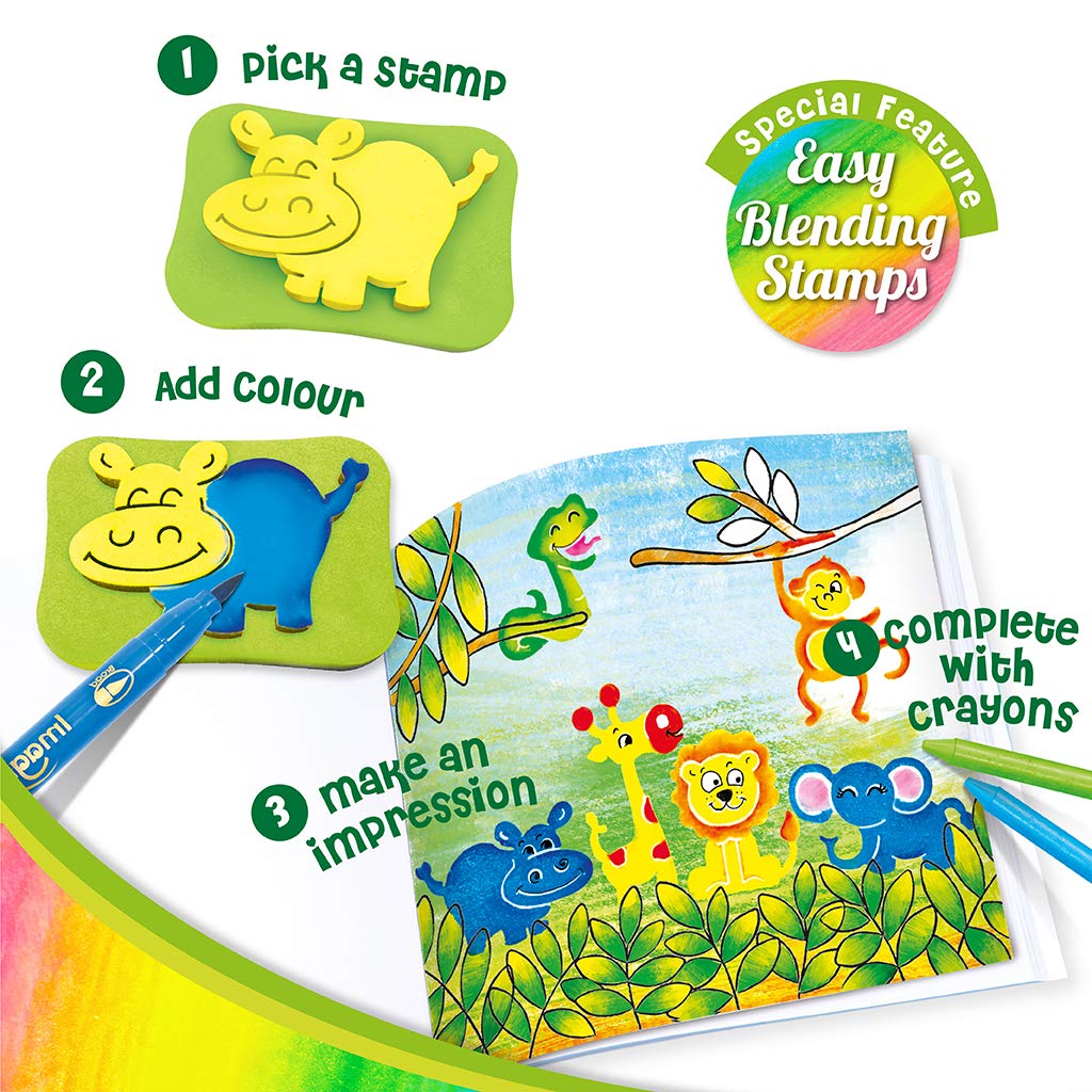 Imagimake Animal Stamp Art Kit for Kids Ages 3-5 | Easter Crafts with Washable Ink & Blending Pens | Creative Stamping Toys for Toddlers | Perfect Easter Gift for Boys & Girls | Fun Classroom & Birthday Party Activity