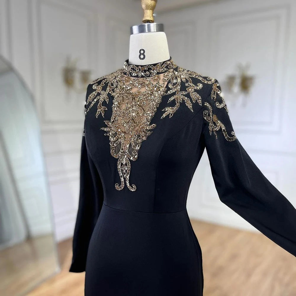 Luxury Dubai Satin Mermaid Evening Dress with Beaded Detail - Arabic Style Wedding Gown for Women 2025 | Perfect for Bridal Party, Red Carpet & Formal Events - LA72354
