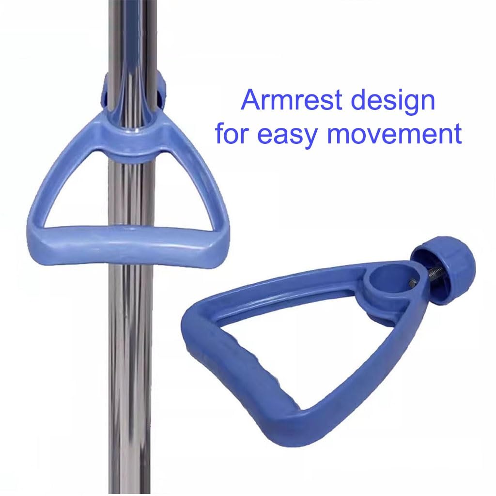 Adjustable IV Pole Stand with Silent Brake Wheels & 4 Hooks - 43.3 to 83 Inches Height - Stainless Steel Medical Equipment with Wide Base for Stability - Perfect for Hospitals, Clinics & Home Healthcare Use