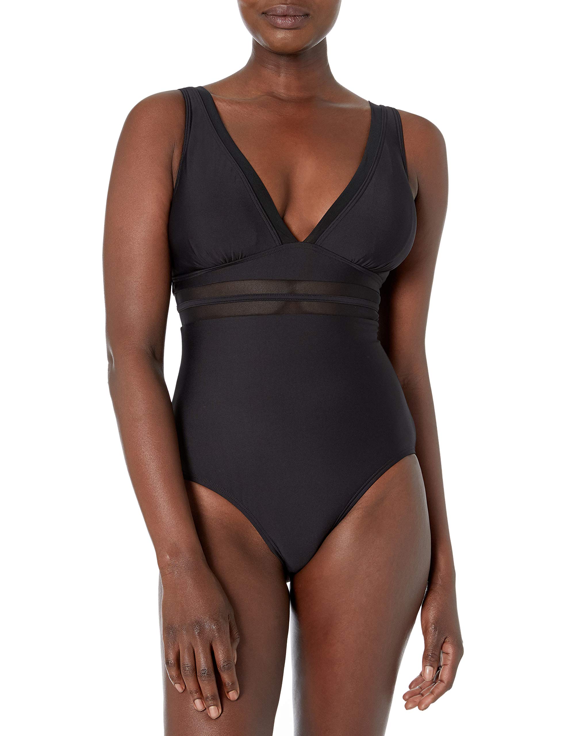 Tommy Hilfiger Women's Tummy Control One Piece Swimsuit - Stretch Halter Neck Swimsuit in Classic Black Size 4 | Perfect for Beach Vacations, Pool Parties & Summer Getaways