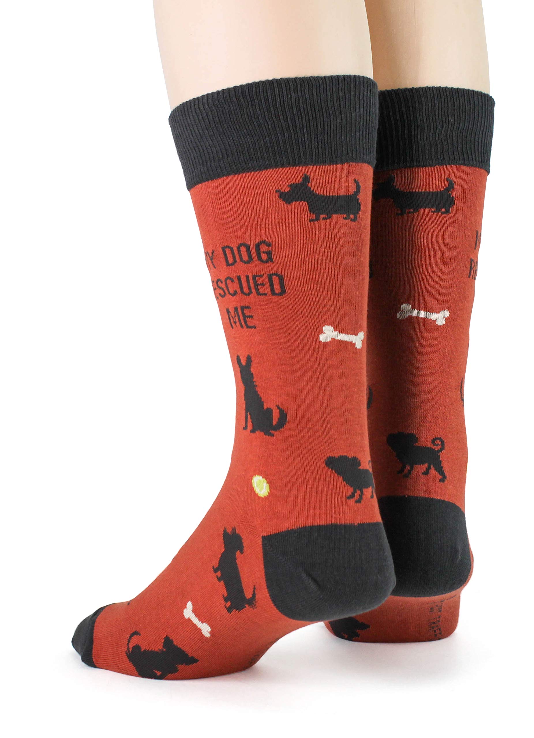 Fun Rescue Dog Socks for Men - Comfortable & Breathable Crew Socks Size 7-12 - Perfect for Dog Lovers, Casual Wear & Gift Giving