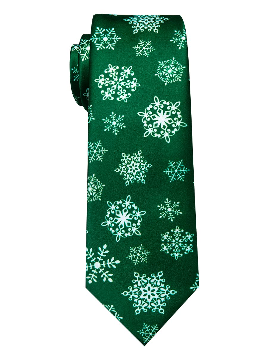 Premium Christmas Silk Neckties for Men - Elegant Printed Festive Ties with Gift Box - Perfect for Holiday Parties, Office Celebrations & Family Gatherings