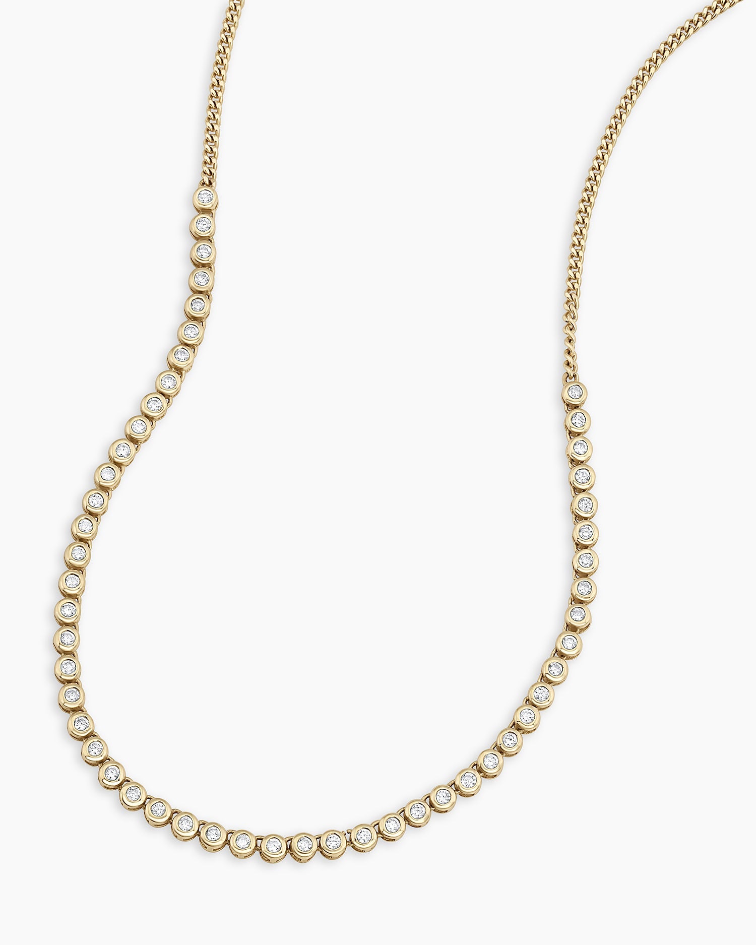 Elegant Classic Diamond Row Necklace for Women - 14K White Gold Dainty Layering Chain Jewelry - Perfect for Weddings, Anniversaries & Special Occasions