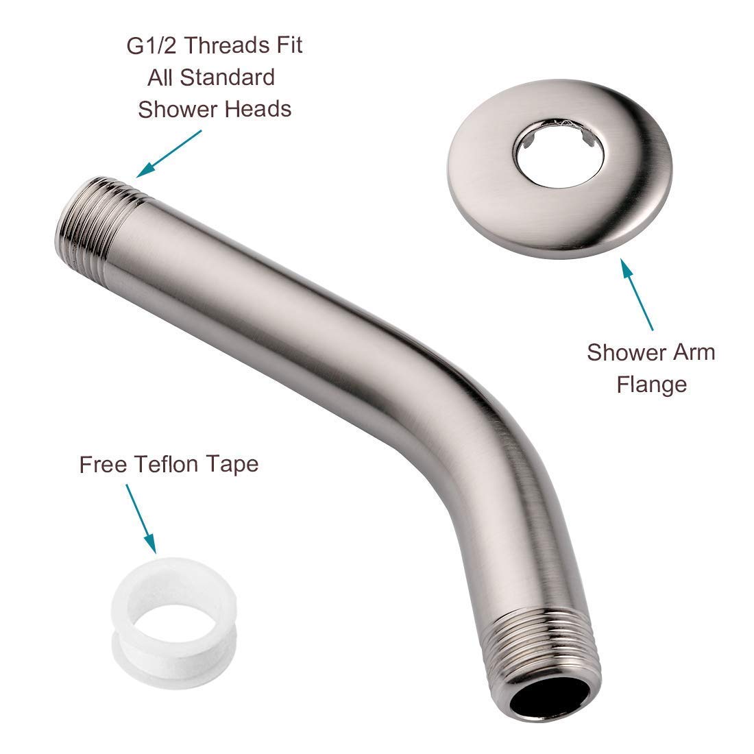 BRIGHT SHOWRS High Pressure Rain Shower Head Combo with Handheld Shower Head & 6 Inch Brass Shower Arm - Brushed Nickel Finish for Luxurious Bathroom Upgrade | Perfect for Spa-Like Experience and Modern Bathroom Renovation